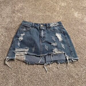 LITZ‎ THRASHED DENIM SKIRT